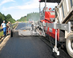 Asphalt Paver laying asphalt